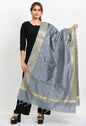 Mominos Fashion Moeza Women's Banarsi Silk Woven Design Grey Dupatta