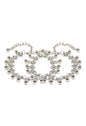 Mominos Fashion Kamal Johar Oxidised Silver Adjustable Anklets