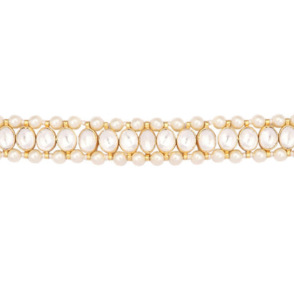 Nuyug 22K Gold Plated Kundan Refined Sleek Matha Patti