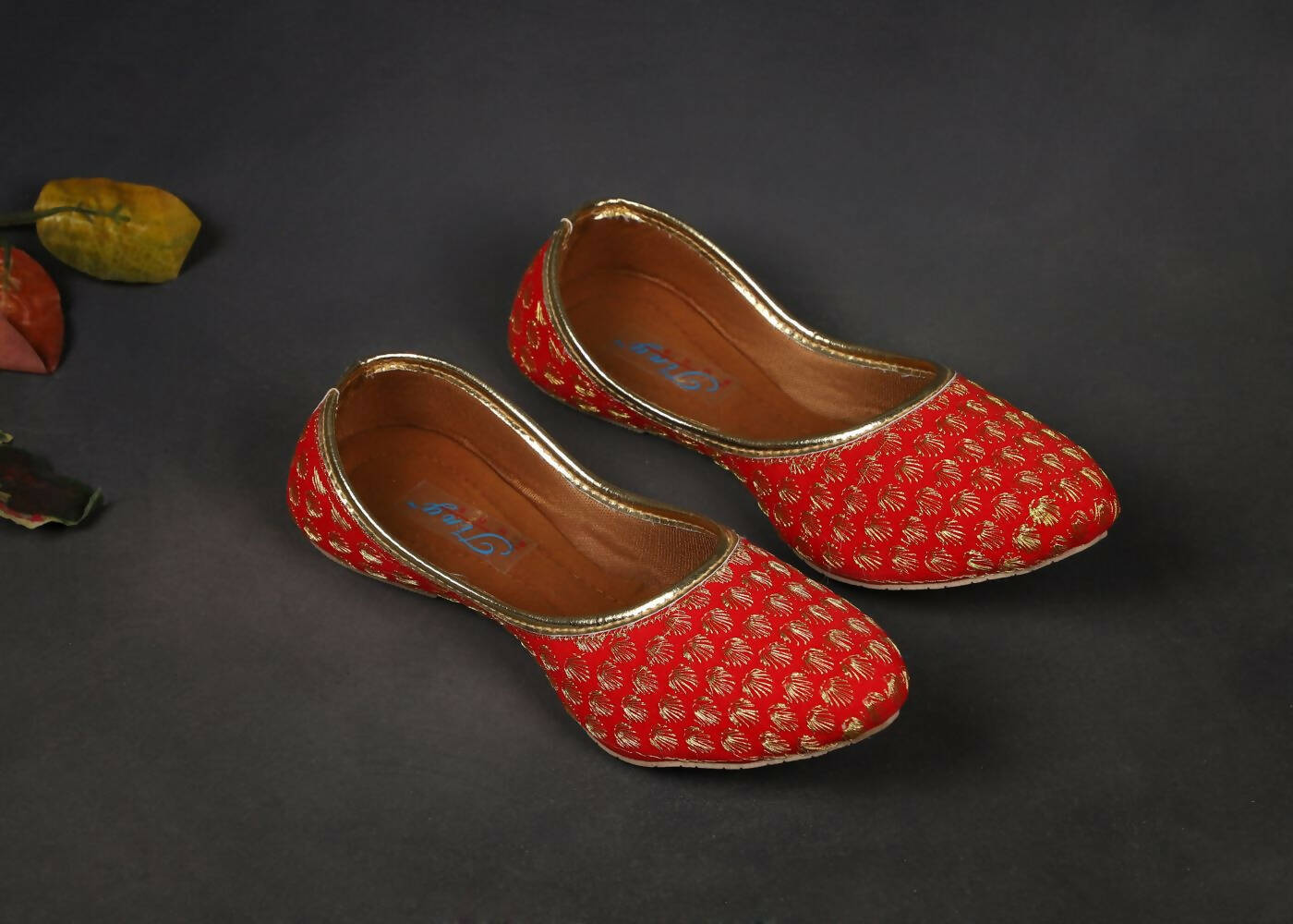 Tiny Bugs Girls Sequin Detailing Ethnic Juttis - Red