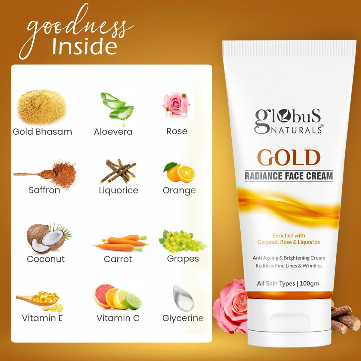 Globus Naturals Gold Radiance Anti Ageing & Brightening Face Cream
