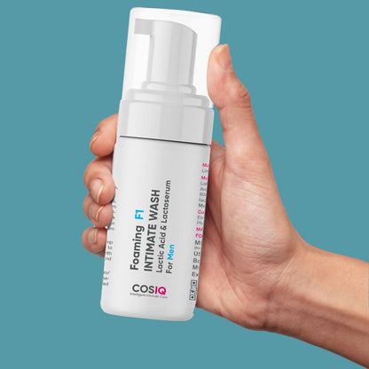Cos-IQ Foaming F1 Intimate Wash For Men, Hygiene Wash with Lactic Acid & Lactoserum