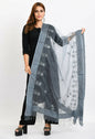 Mominos Fashion Moeza Women's Orgenza All Over Chikan Work Grey Dupatta