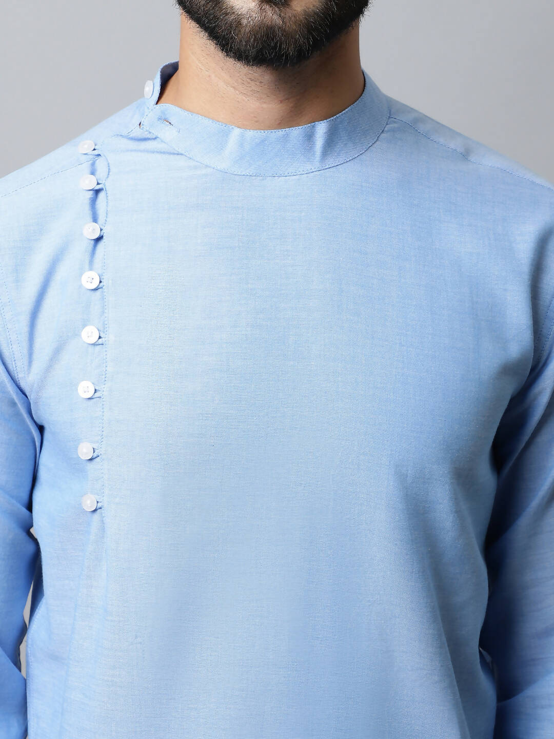 Even Apparels sky Blue Color Pure Cotton Men's Kurta With Side Placket (MMS503)