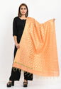 Mominos Fashion Moeza Women's Banarsi Silk All Over Woven Design Peach Dupatta