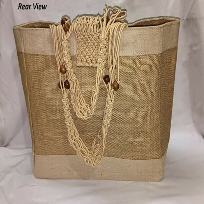 Jute Ladies Fashion Bag with Wooden Beads