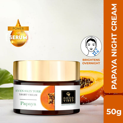 Good Vibes Papaya Even Skin Tone Night Cream with Power of Serum - Nourishes and Brightens the Skin Overnight