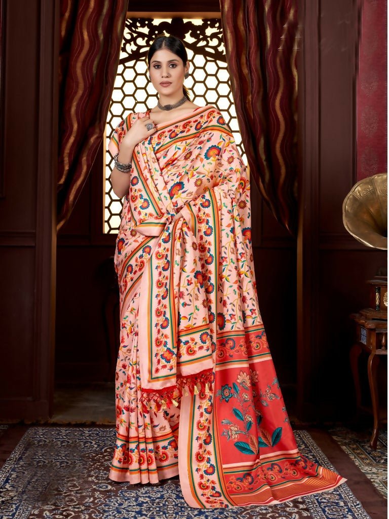Aayaa Designer Winter Collection Printed Saree With Shawl - Multi Color