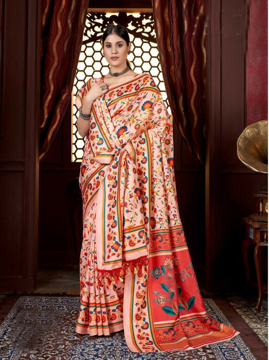Aayaa Designer Winter Collection Printed Saree With Shawl - Multi Color
