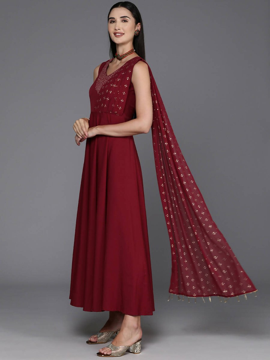 Ahalyaa Women's Traditional wear Ethnic Dress - Maroon