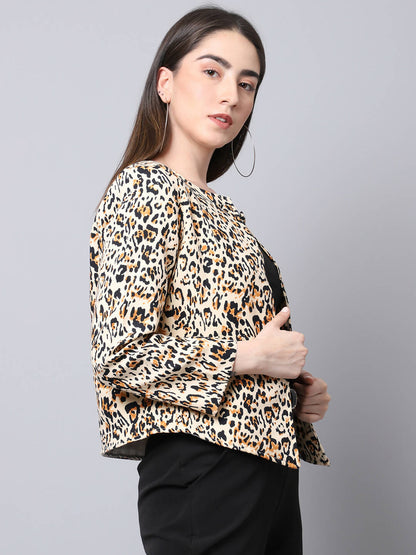 Even Apparels Multi 100% Viscose Open Front Statement Women's Jacket