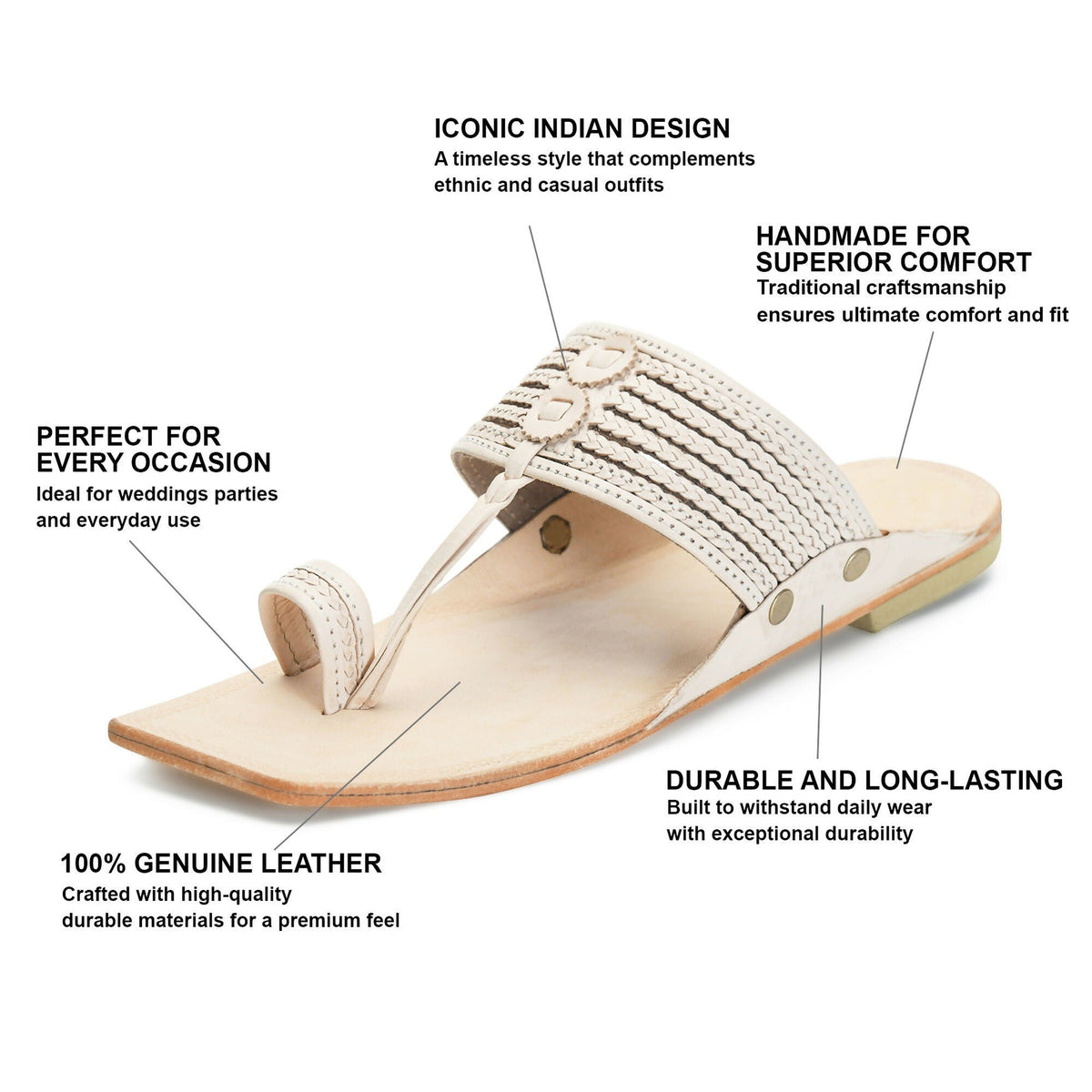 Stepsoft Men'S Natural Square Toe Kolhapuri Chappal | Original Handcrafted Leather Ethnic Slippers