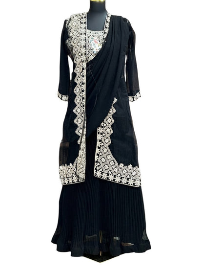 Party wear long gown with pre stitched dupatta