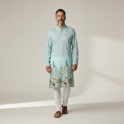 Embroidered Peacock Kurta With Pants