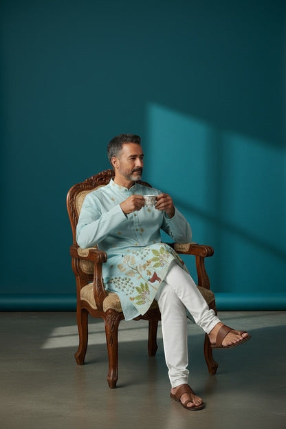 Embroidered Peacock Kurta With Pants