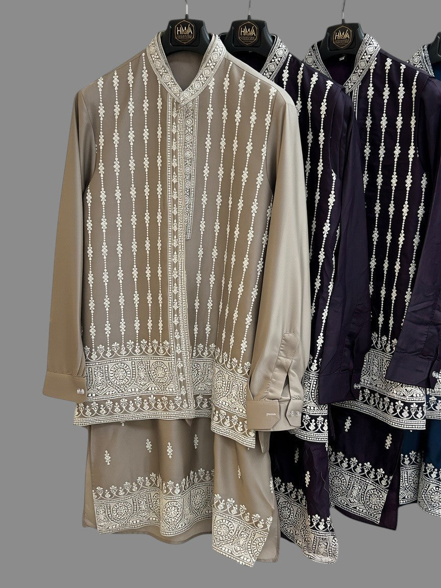 Traditional Embroidered Kurti Set for Men