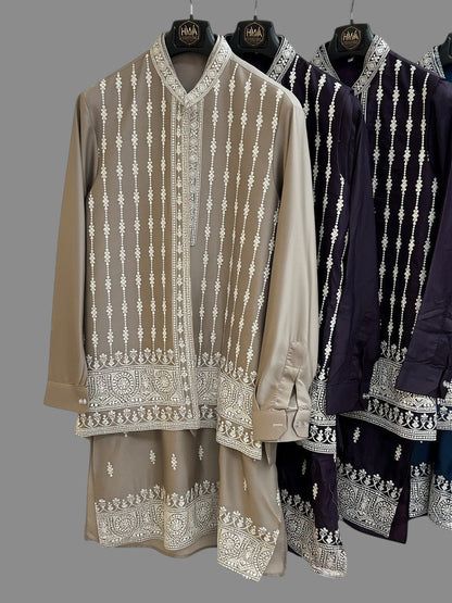 Traditional Embroidered Kurti Set for Men