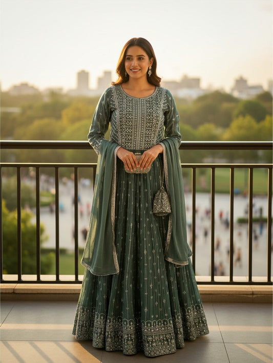 Chiffon silk long gown