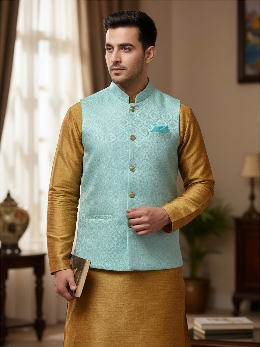 Light blue jacket for men’s kurta