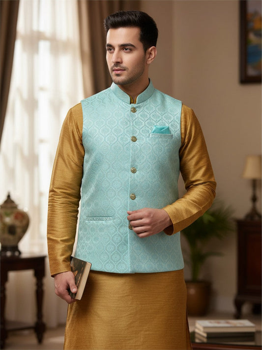 Light blue jacket for men’s kurta