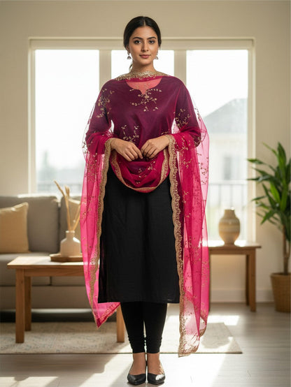 Tissue silk dupatta with sequin work