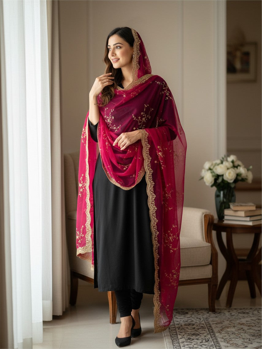 Tissue silk dupatta with sequin work