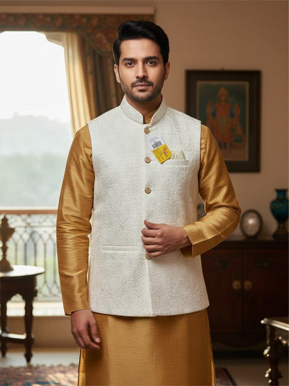 Off white jacket for men’s kurta