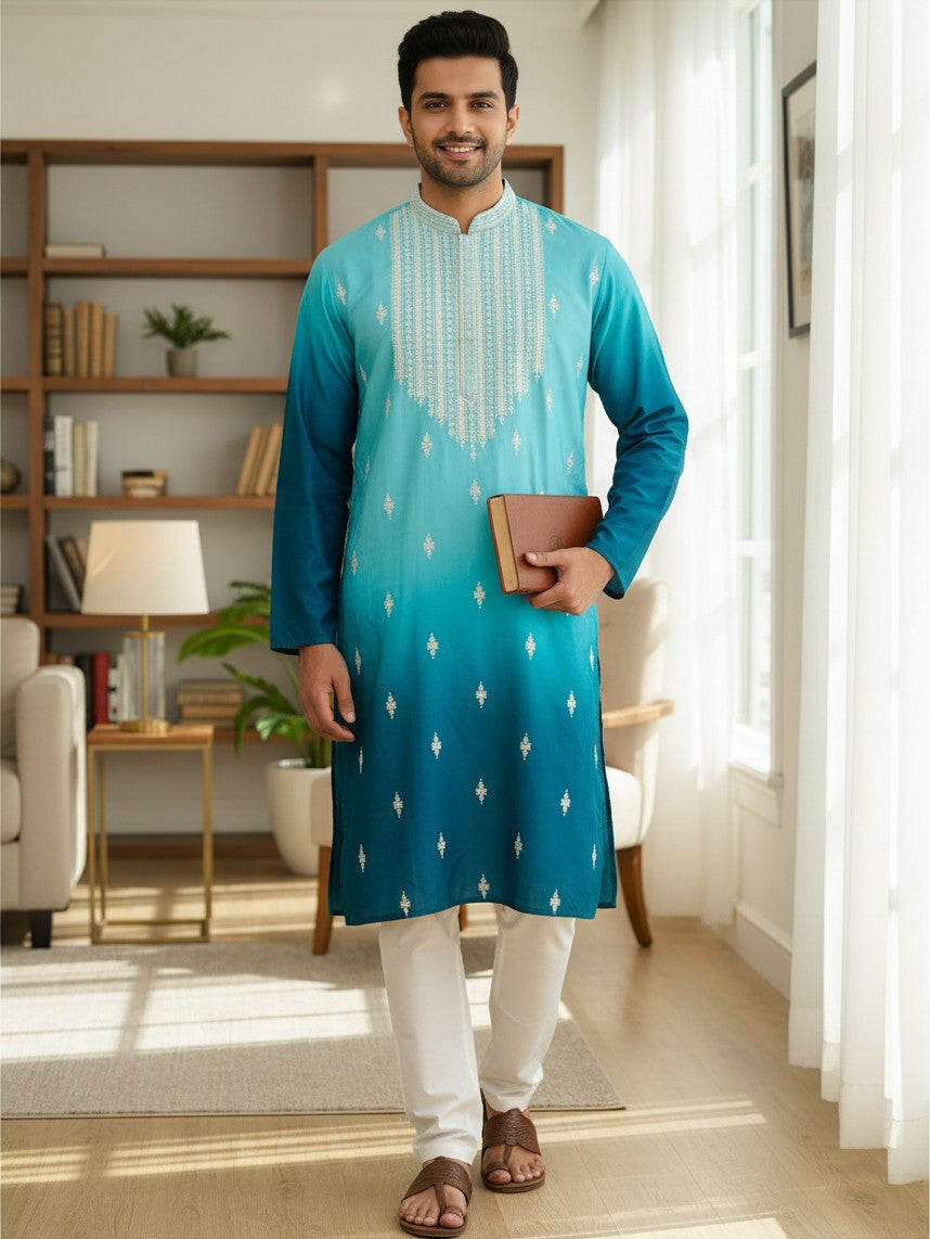 Embroidered kurta set for men