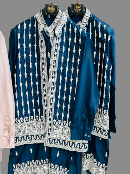 Traditional Embroidered Kurti Set for Men