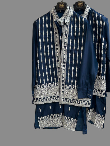 Traditional Embroidered Kurti Set for Men