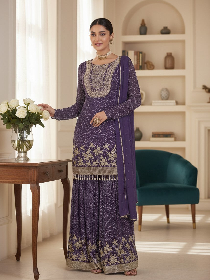 Designer party wear sharara suit