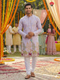 Embroidered Peacock And Deer Kurta Set