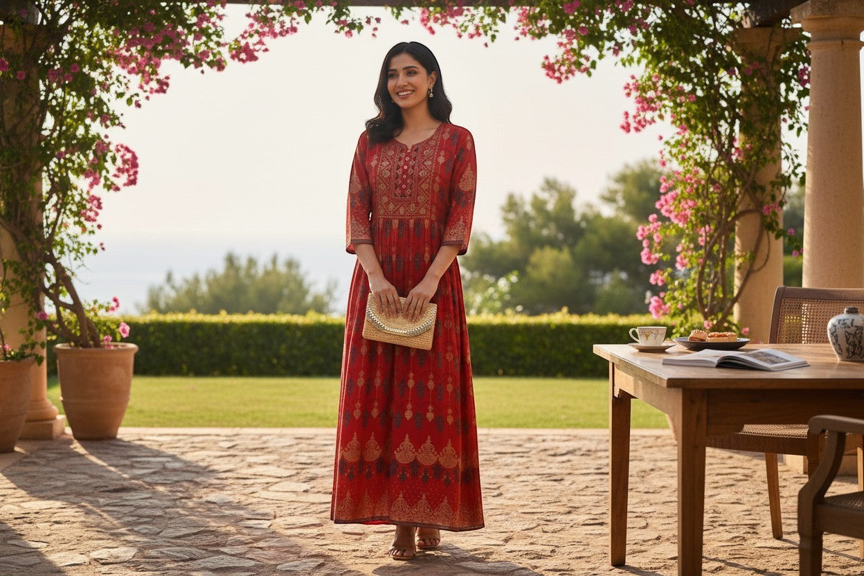 Elegant Printed Anarkali Kurti