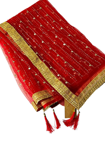 Red net dupatta