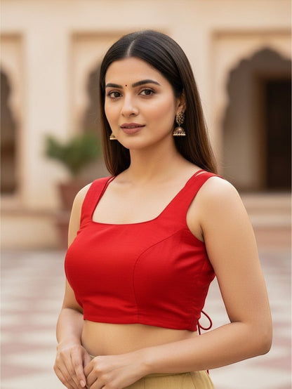 Sleeveless Ethnic Crop Top Blouse for Women