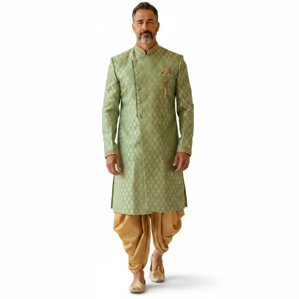 Sherwani with golden dhoti pant