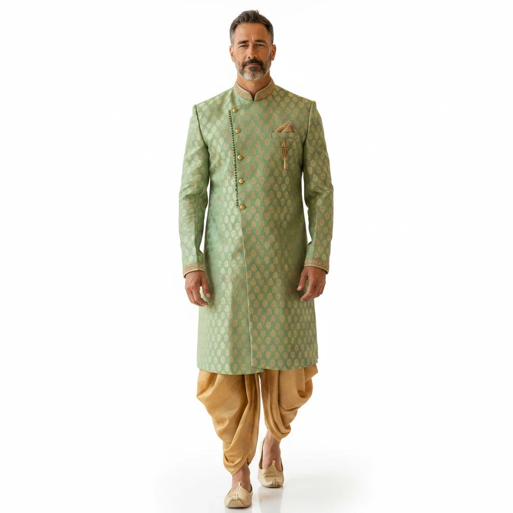 Sherwani with golden dhoti pant