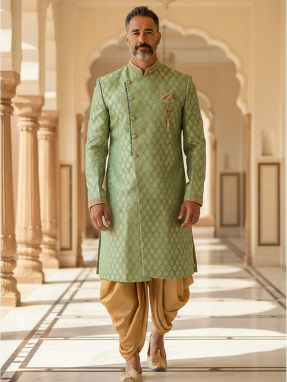 Sherwani with golden dhoti pant