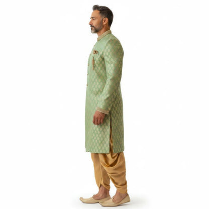 Sherwani with golden dhoti pant