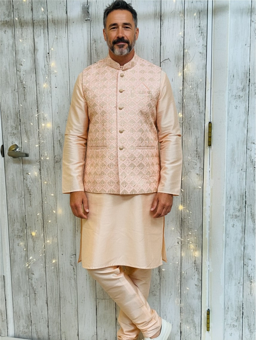 Silk kurta pajama with jacket