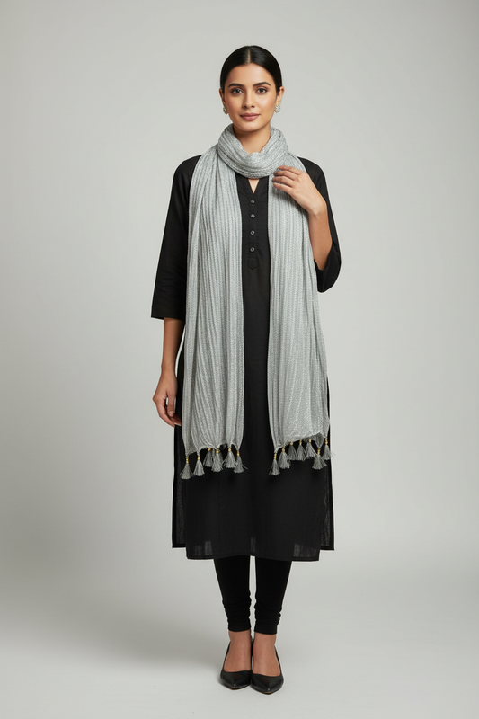 Silver tissue dupatta