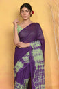 Very Much Indian Tie & Dye Handloom Mul Cotton Saree - Blue Green