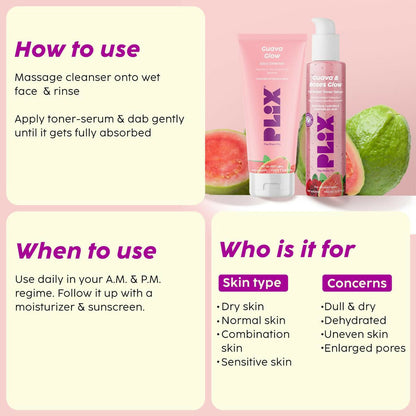 PLIX The Plant Fix Glow bright with Vitamin C Cleanser & 2-in-1 Toner Serum