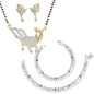 AanyaCentric Gold-Polished Mangalsutra Pendant Earring Set & Silver Plated Anklet