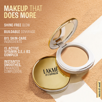 Lakme Vitamin C Superglow Skin Perfecting Compact with 1 % Vit C - Beige