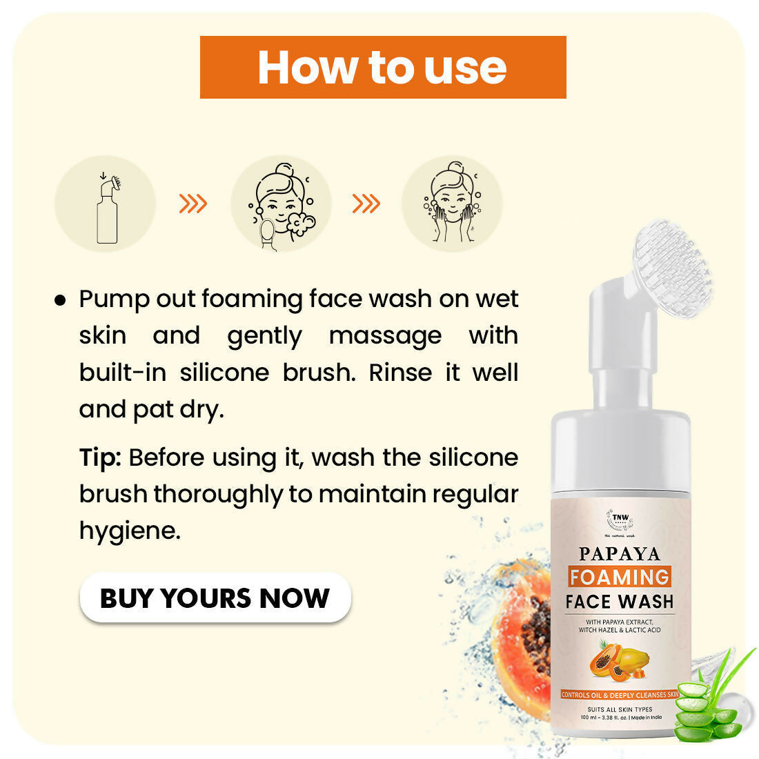 The Natural Wash Papaya Foaming Face Wash