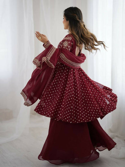 Teeya Creation Maroon Color Embroidery Work Wedding Wear Salwar Suit