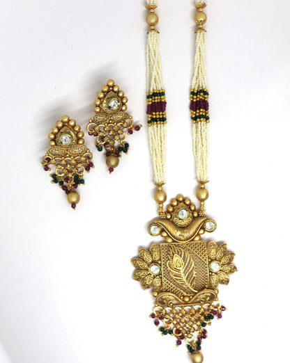 Joban Fashion White Pure Brass With Rajwadi Polish Necklace Set
