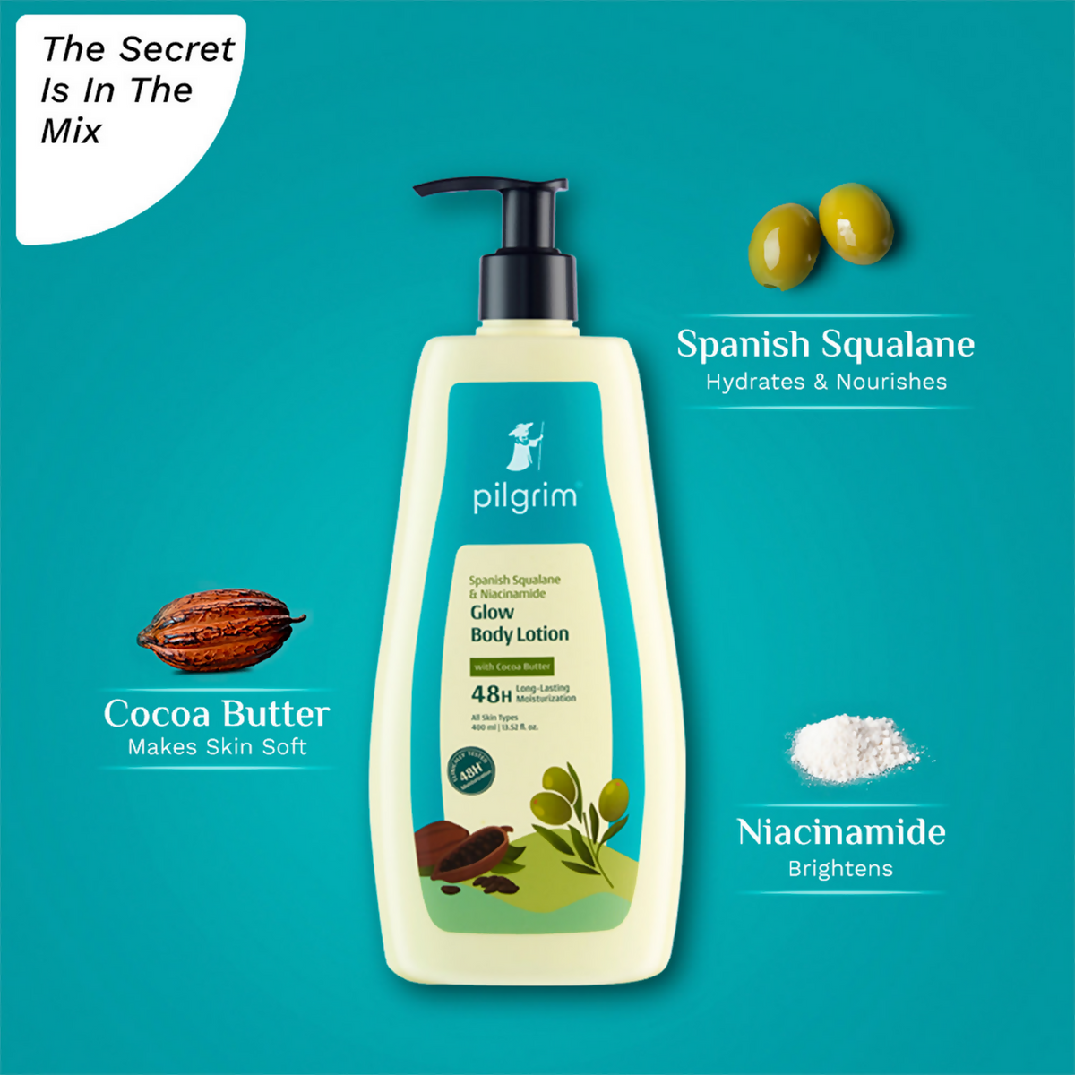 Pilgrim Spanish Squalane & Niacinamide Glow Body Lotion