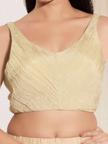 Joban Fashion Cream Tissue Padded Blouse With Sweetheart Neck Sleeveless